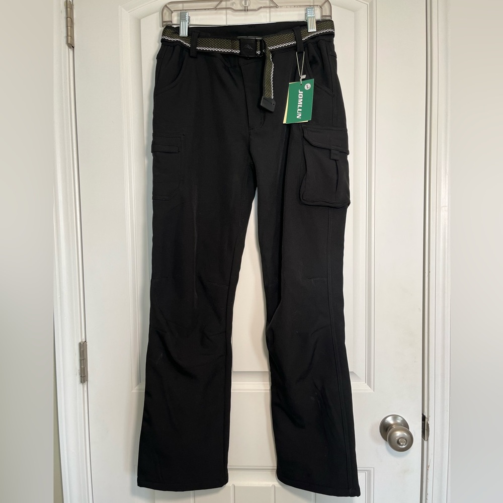 Black Cargo Boys Snow Pants